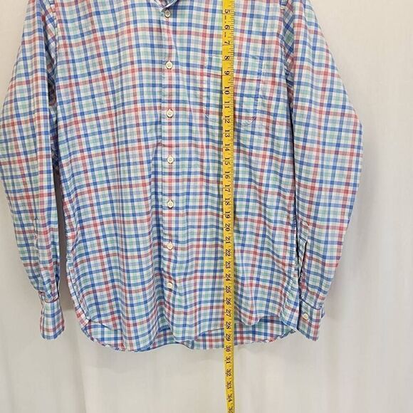 Peter Millar Men's Long-Sleeve Button-up Blue Green Plaid Shirt Size L j14 - Picture 2 of 10